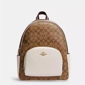 Coach Signature Brown and Cream Backpack
